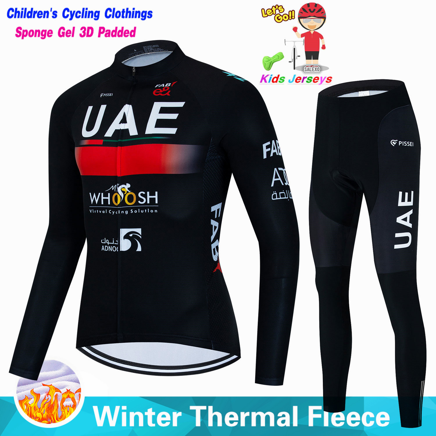 Cycling Gear Jersey - Uae 어린이 겨울 양털 사이클링 저지