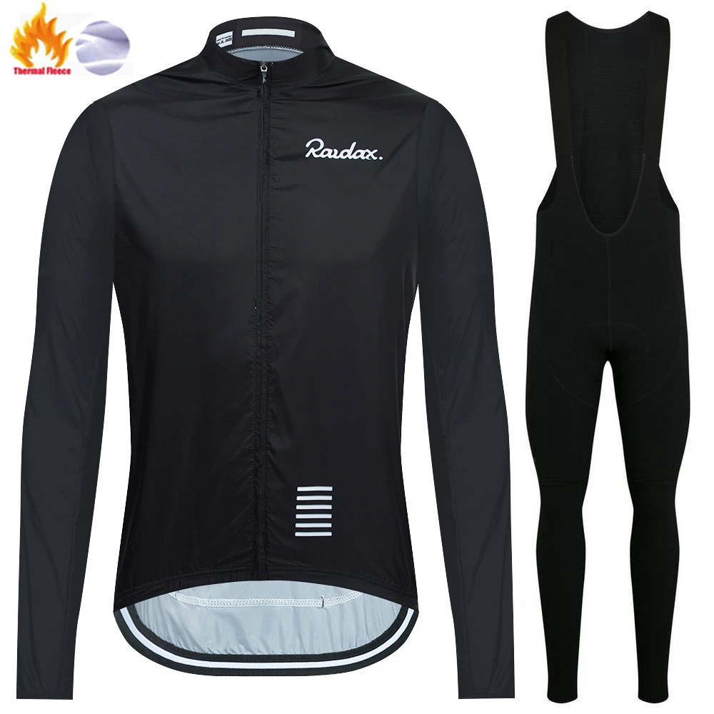 Cycling Gear Jersey - Raudax 남성용 방풍 플리스 긴팔 세트
